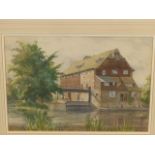 B.R TILBROOK (20th CENTURY SCHOOL). THE OLD MILL. SIGNED, WATERCOLOUR 23 x 32cms.