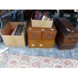 TWO FILE DRAWERS, A SEWING MACHINE, A QUANTITY OF SCRAP BOOKS, ETC.