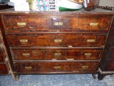 A 19th C. EUROPEAN WALNUT CHEST OF FOUR LONG DRAWERS. W 136 x D 60 x H 105cms