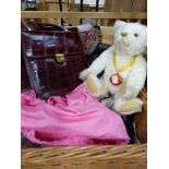 A STEIFF MILLENIUM TEDDY BEAR , TOGETHER WITH A SMALL COLLECTION OF LADIES KID GLOVES, A LAURA