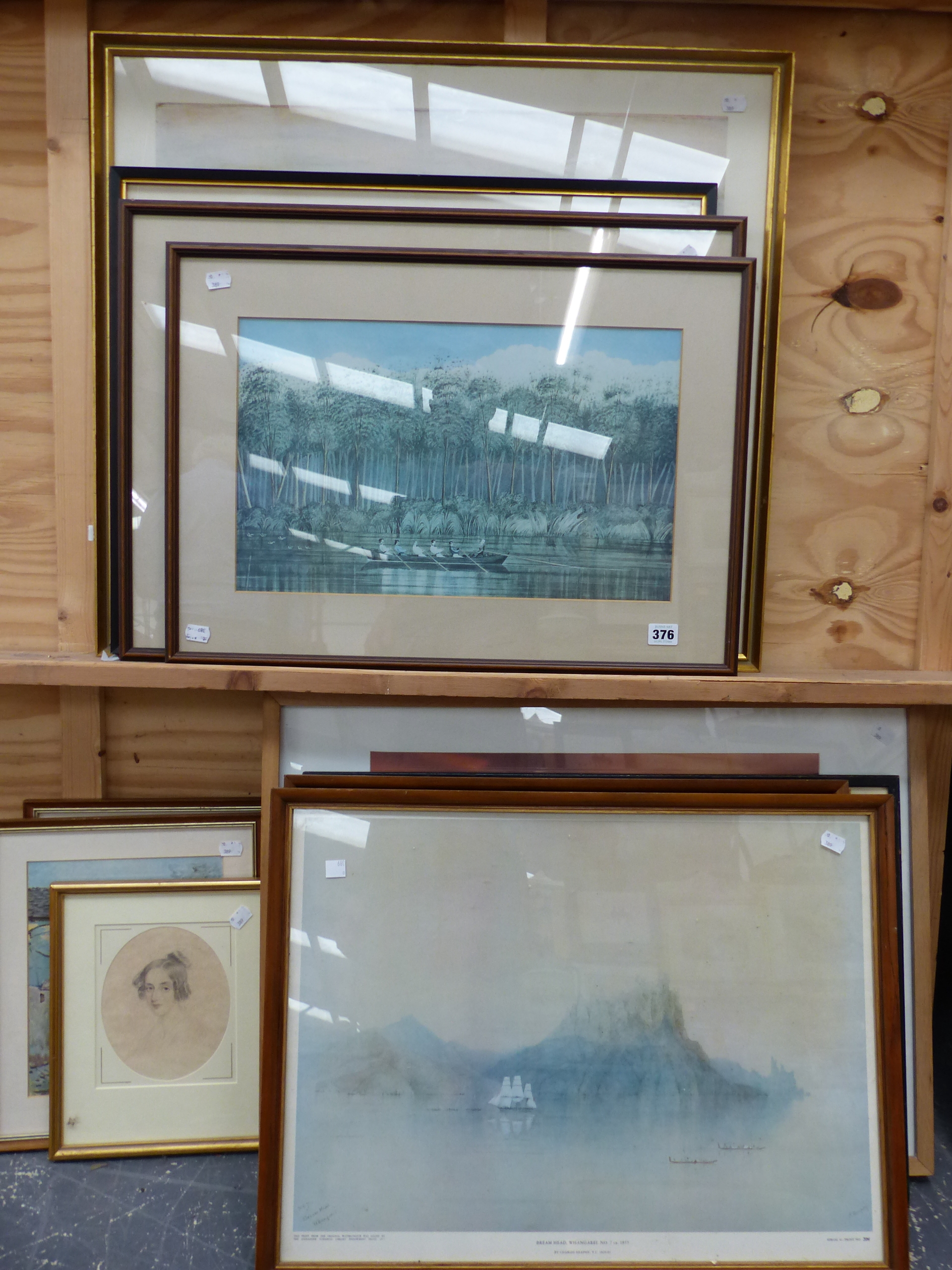 VARIOUS FURNISHING PICTURES OF COLONIAL SCENES TOGETHER WITH PRINTS AFTER LOWRY, ETC. SIZES VARY.