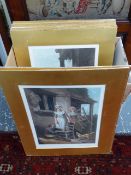THIRTEEN VINTAGE PENCIL SIGNED PRINTS AFTER WHEATLEY, MOUNTED BUT UNFRAMED IMAGE 40 x 31 cms