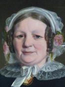 MID 19th CENTURY ENGLISH SCHOOL PORTRAIT OF A LADY. OIL ON CANVAS 77 x 64 cms