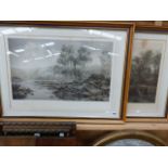 A PAIR OF VINTAGE LANDSCAPE PRINTS AFTER B.W LEADER, 44 x 64 cm (2)