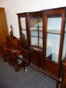 AN EDWARDIAN MAHOGANY AND INLAID DISPLAY CABINET. W 105 X D 36 X H 168CMS.