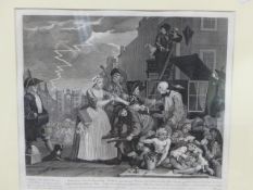 AFTER W. HOGARTH. SET OF SIX ANTIQUE PRINTS THE RAKES PROGRESS. 36 x 41 cms (6)