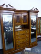 A VICTORIAN WALNUT COMPACTUM WARDROBE. W 211 X D 55 X H 227cms.