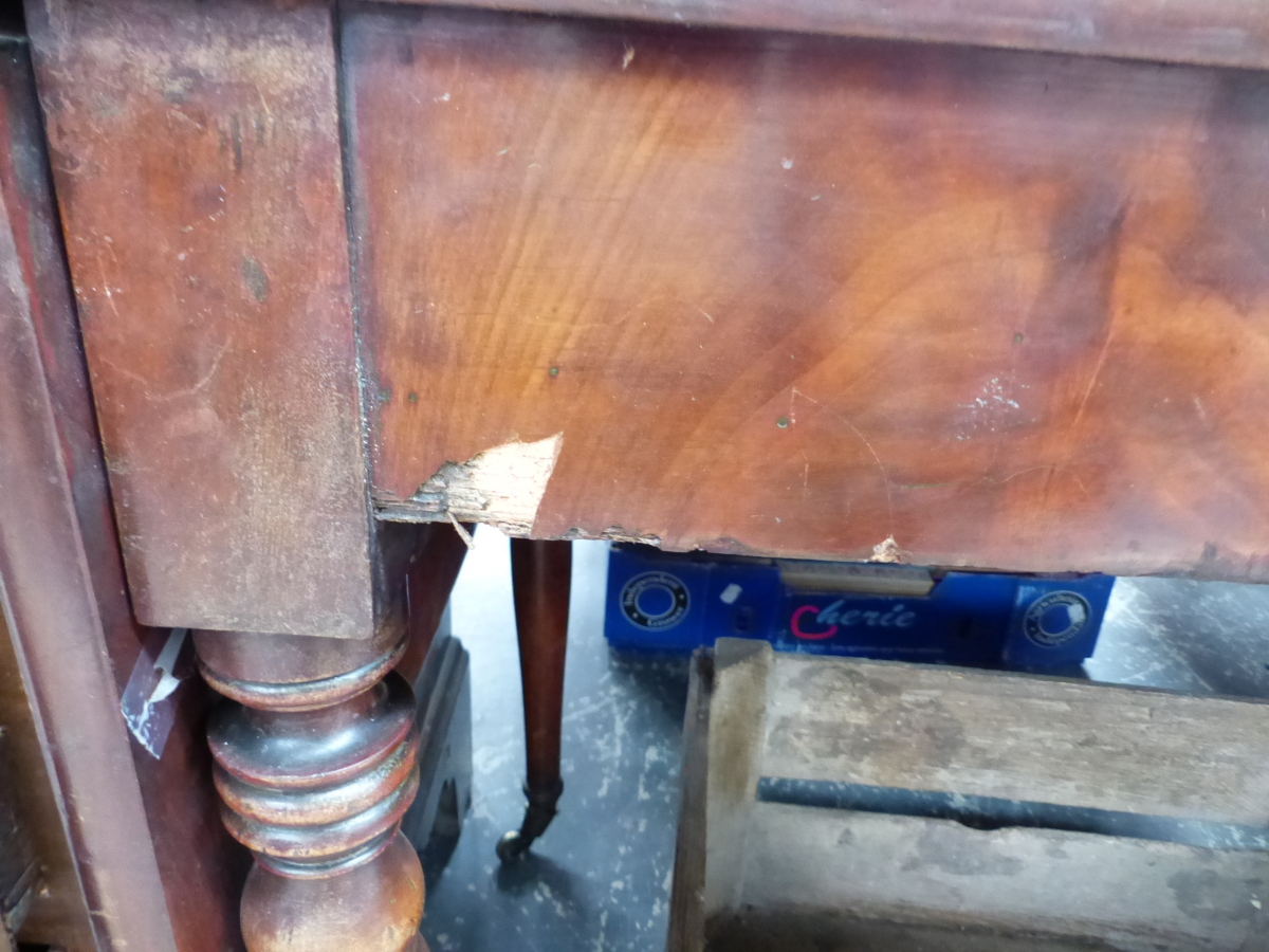 A REGENCY MAHOGANY FLAP TOP GAMES TABLE, THE CENTRAL CHESS BOARD SLIDING OUT TO REVEAL A RECESSED BA - Image 4 of 7