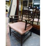 A WILLIAM MORRIS SUSSEX TYPE ARTS AND CRAFTS ELBOW CHAIR
