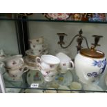 DELFT LIDED BUE AND WHITE GINGER JAR, TOGETHER WITH COLCLOGH CHINE PART TEA SET AND A PLATED