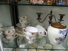 DELFT LIDED BUE AND WHITE GINGER JAR, TOGETHER WITH COLCLOGH CHINE PART TEA SET AND A PLATED