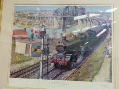 A PENCIL SIGNED LIMITED EDITION COLOUR PRINT, "THE CORNISH RIVIERA EXPRESS" AFTER TERENCE CUNEO.