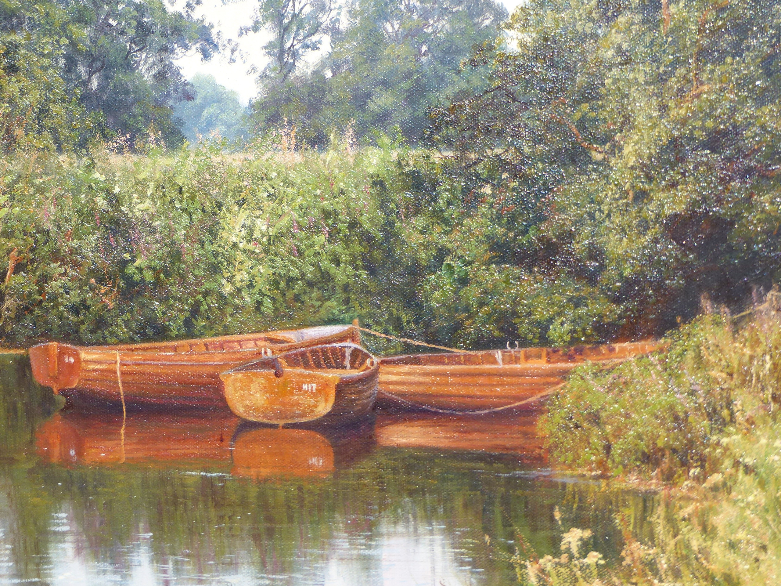 •DAVID SMITH (20th CENTURY SCHOOL). ARR. BOATS FOR HIRE, SIGNED AND DATED OIL ON CANVAS 61 x 91cms. - Image 3 of 7