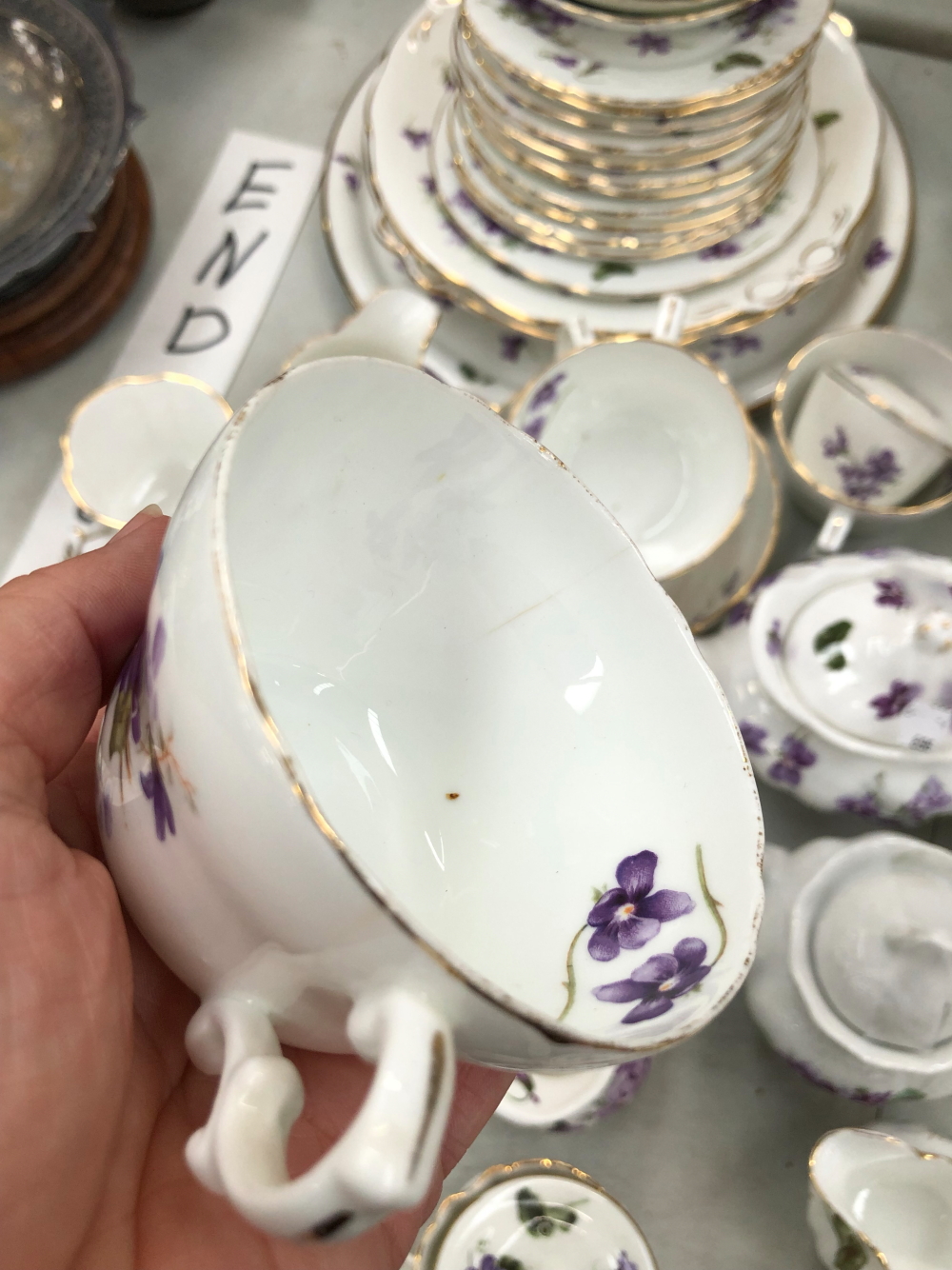 AN ANTIQUE HAMMERSLEY AND CO TEA SERVICE TOGETHER WITH DECORATIVE HEREND SMALL DISHES, AND FIVE - Image 11 of 15