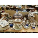 A QUANTITY OF ANTIQUE AND LATER SILVER PLATED WARES AND A HALLMARKED SILVER TOAST RACK.