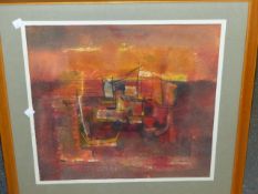 THOMAS YEO- (20TH CENTURY) AN ABSTRACT COLOUR PRINT