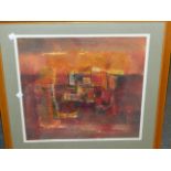 THOMAS YEO- (20TH CENTURY) AN ABSTRACT COLOUR PRINT