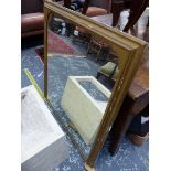 A RECTANGULAR LATE VICTORIAN MIRROR IN A GILT FRAME. 99 x 102cms.