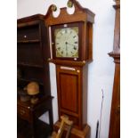 ALLEN, WANTAGE, A 19th C. MAHOGANY CROSS BANDED OAK LONG CASED 30 HOUR CLOCK, THE DIAL WITH ROSE PAI