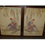AFRICAN SCHOOL 20th CENTURY. A PAIR OF COMIC FIGURE STUDIES, WATERCOLOURS75 x 54cms (2).