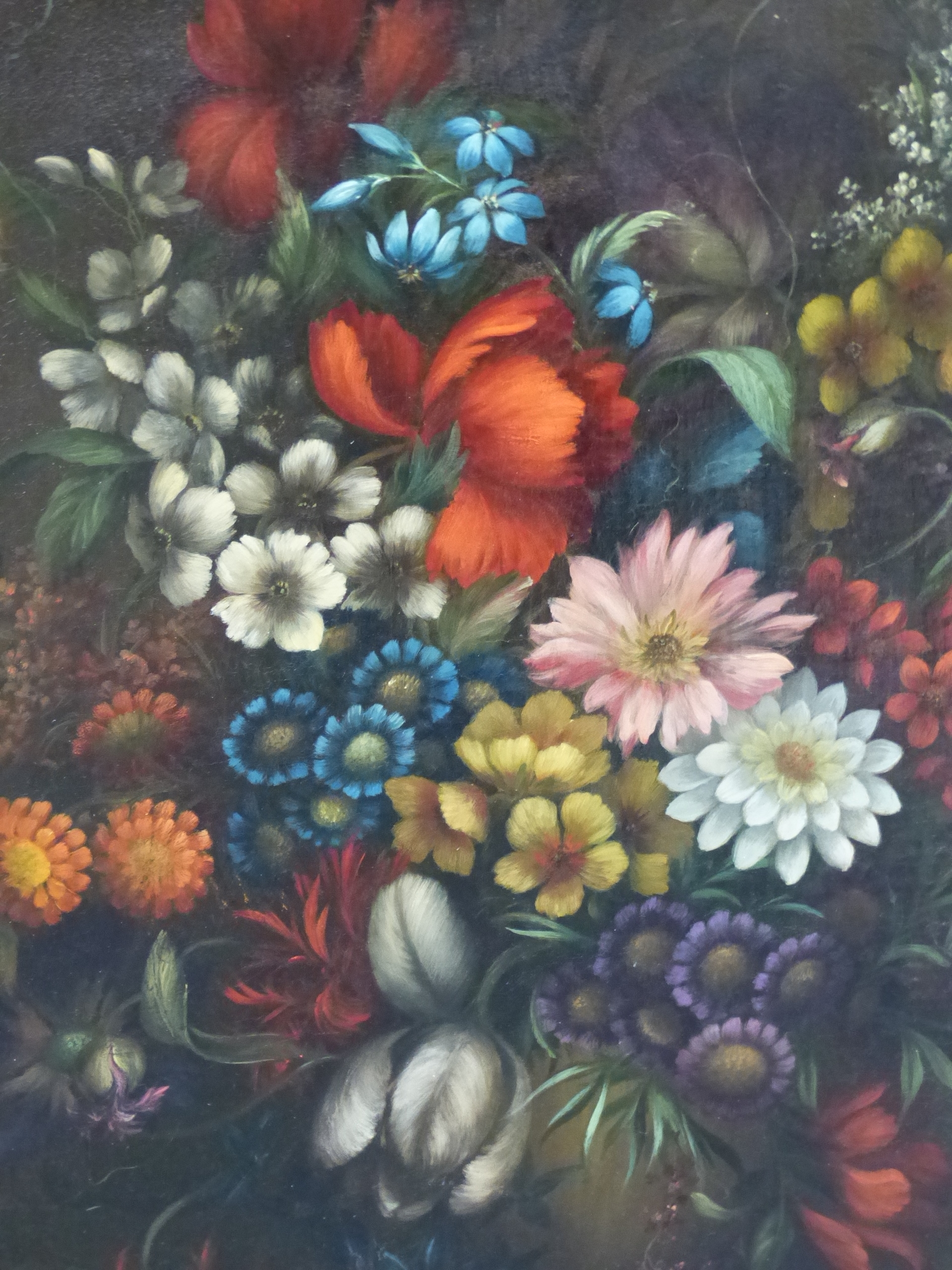 19th CENTURY SCHOOL. A STILL LIFE OF SUMMER FLOWERS, OIL ON CANVAS. 78 x 64cms. - Image 5 of 8