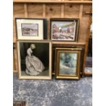 A COLLECTION OF FURNISHING PICTURES TO INCLUDE WATERCOLOURS AND OILS OF VARIOUS SUBJECTS BY