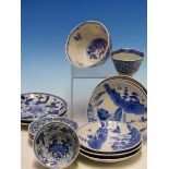 A COLLECTION OF CHINESE BLUE AND WHITE TEA BOWLS AND SAUCERS