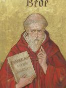 19th C. ENGLISH SCHOOL PORTRAIT OF THE VENERABLE BEDE OIL ON PANEL 66 x 25 cms