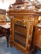 A VICTORIAN WALNUT GLAZED CABINET FORMERLY HOUSING A POLYPHON MUSIC DISC PLAYER. W 79 X D 41 X H