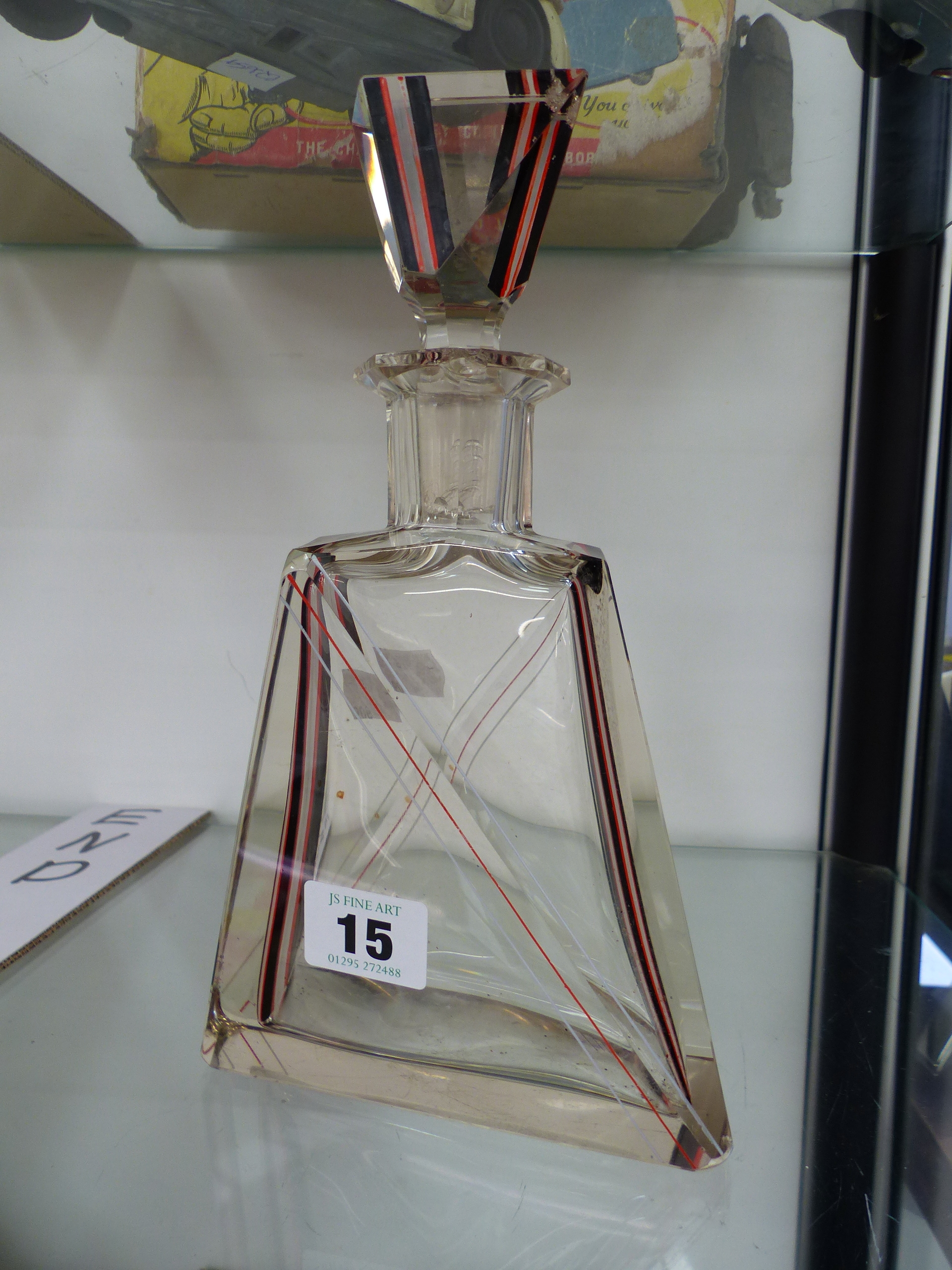 AN ART DECO DECANTER.