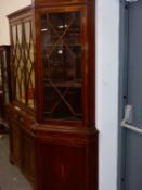 A PAIR OF GOOD QUALITY MAHOGANY AND INLAID CORNER CABINETS.