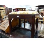 A 19th C. MAHOGANY STOOL, THE DROP IN SEAT ABOVE CANTED SQUARE LEGS