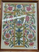 A DECORATIVE FLORAL NEEDLEPOINT FRAMED PANEL, 58 x 44cm