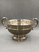 A VICTORIAN HALLMARKED SILVER TWO HANDLED FOOTED BOWL, DATED 1857, SIGNED THE GOLDSMITHS &