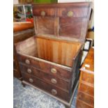 A 19th C. MAHOGANY CHEST, ONCE OF TWO SHORT AND GRADED LONG DRAWERS ON BRACKET FEET, NOW CONVERTED