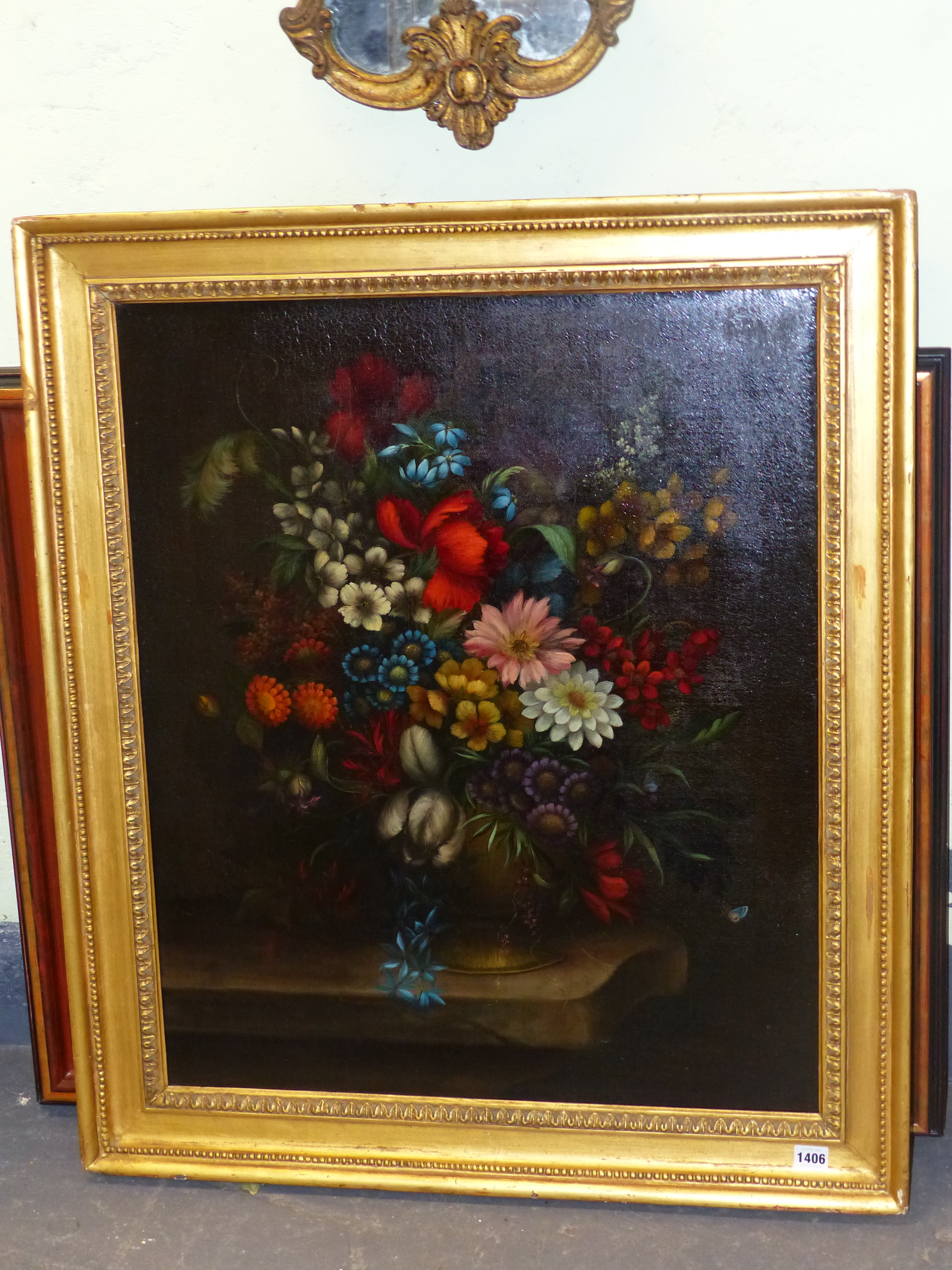 19th CENTURY SCHOOL. A STILL LIFE OF SUMMER FLOWERS, OIL ON CANVAS. 78 x 64cms. - Image 4 of 8