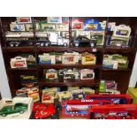 A GOOD COLLECTION OF MODERN DIE CAST ADVERTISING VEHICLES, TRUCKS, CARS ETC.