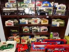 A GOOD COLLECTION OF MODERN DIE CAST ADVERTISING VEHICLES, TRUCKS, CARS ETC.