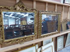 THREE DECORATIVE GILT MIRRORS LARGEST 69 x 57 cm (3)