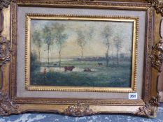 A DECORATIVE LANDSCAPE OIL PAINTING, AFTER COROT, THE STRETCHER STAMPED, STUDIO M. CANALS, 26 x