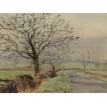 •RALPH HARTLEY (1926-1988 ARR. TWO LANDSCAPE OF TREES IN RURAL SETTINGS, SIGNED WATERCOLOURS 57 x 76