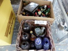 A QUANTITY OF MINIATURE BOTTLES, ANTIQUE POISONS, ETC.