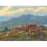 •SOMES MARTINS (CONTEMPORARY SCHOOL). ARR. A PORTUGUESE LANDSCAPE, SIGNED AND INSCRIBED VERSO. OIL