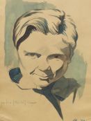 H.J GIBBS (EARLY 20th C. ENGLISH SCHOOL) PORTRAIT OF JACKIE COOPER. SIGNED WATERCOLOUR 36 x 24cms,