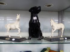 TWO HORSE FIGURES ON PLINTHS TITLED 'SPIRIT OF THE WIND' AND 'SPIRIT OF YOUTH', TOGETHER WITH A