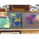 TWO CONTEMPORARY STILL LIFE PAINTINGS BY THE SAME HAND, SIGNED INDISTINCTLY, OIL ON BOARD,