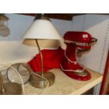 A KITCHEN AID MIXER AND TWO TABLE LAMPS (3)