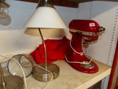 A KITCHEN AID MIXER AND TWO TABLE LAMPS (3)