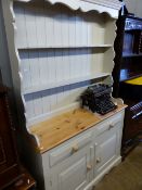 A GOOD QUALITY MODERN PAINTED PINE KITCHEN DRESSER