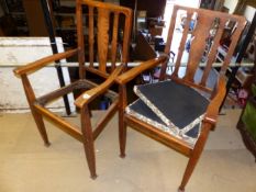 A PAIR OF OAK ARMCHAIRS